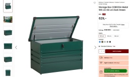 Skrzynia ogrodowa CEBROSA 100x62 cm, Metalowa, Zielona – 300 L, Zamek