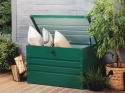 Skrzynia ogrodowa CEBROSA 100x62 cm, Metalowa, Zielona – 300 L, Zamek