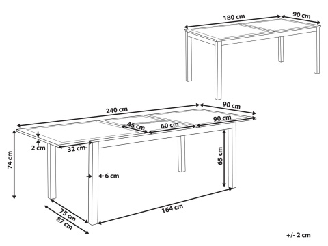 Stół ogrodowy rozkładany biały SKALOMA 180–240 x 90 cm Stół ogrodowy rozkładany biały SKALOMA 180–240 x 90 cm