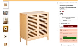 Szafka na buty MIDWOOD, Bamboo, Jasne Drewno – 2 Przesuwane Drzwi, Stylowe Wykończenie