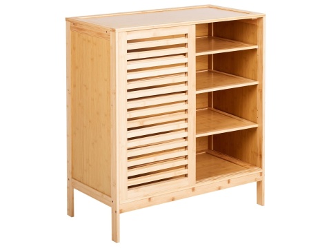 Szafka na buty MIDWOOD, Bamboo, Jasne Drewno – 2 Przesuwane Drzwi, Stylowe Wykończenie Szafka na buty MIDWOOD, Bamboo, Jasne Drewno – 2 Przesuwane Drzwi, Stylowe Wykończenie