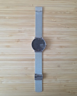 Zegarek Skagen RIIS 40 mm z Szarą Tarczą i Srebrną Bransoletą Mesh