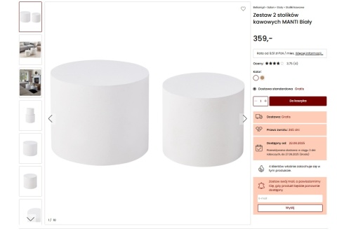 Zestaw 2 stolików kawowych MANTI | Białe | Styl japandi Zestaw 2 stolików kawowych MANTI | Białe | Styl japandi
