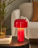 Beliani Bezprzewodowa lampa stołowa LED BESOS czerwona, metalowa, ze ściemniaczem