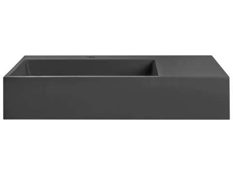 Beliani Czarna prostokątna umywalka podwieszana z tworzywa mineralnego 75 × 43 cm
