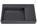 Beliani Czarna prostokątna umywalka podwieszana z tworzywa mineralnego 75 × 43 cm