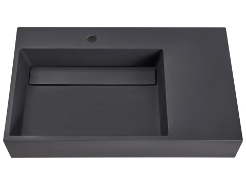 Beliani Czarna prostokątna umywalka podwieszana z tworzywa mineralnego 75 × 43 cm