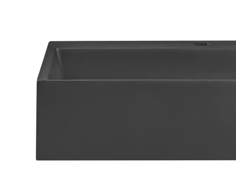 Beliani Czarna prostokątna umywalka podwieszana z tworzywa mineralnego 75 × 43 cm
