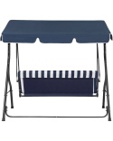 Beliani Huśtawka ogrodowa CHAPLIN 3-osobowa z regulowanym dachem – ciemnoniebieska