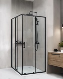 Beliani Kabina prysznicowa TELA 90x90x185 cm czarna z podwójnymi drzwiami przesuwanymi