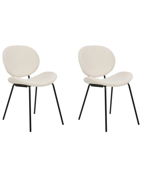 Beliani Krzesło LUANA boucle białe do jadalni