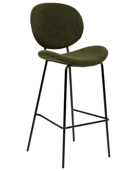 Beliani Krzesło barowe LUANA Boucle Ciemnozielone – 1 sztuka