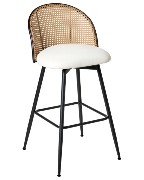 Beliani Krzesło barowe obrotowe ekoskóra biały NATHAN 99 cm Beliani Krzesło barowe obrotowe ekoskóra biały NATHAN 99 cm