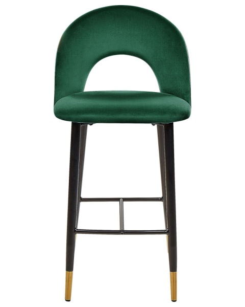 Beliani Krzesło barowe welurowe zielone FALTON 98 cm Beliani Krzesło barowe welurowe zielone FALTON 98 cm