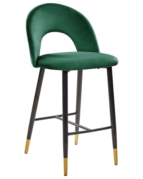 Beliani Krzesło barowe welurowe zielone FALTON 98 cm Beliani Krzesło barowe welurowe zielone FALTON 98 cm