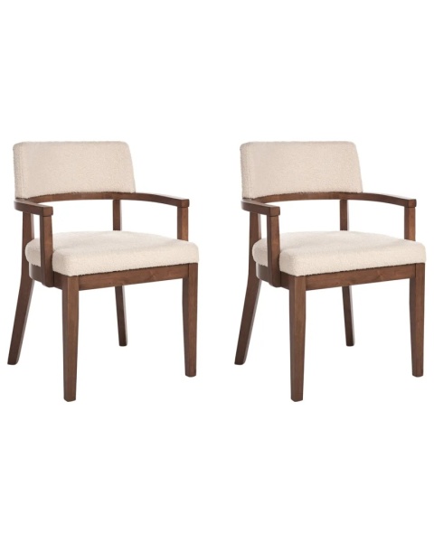 Beliani Krzesło do jadalni DALBO Boucle Ciemnobrązowe/Jasnobeżowe