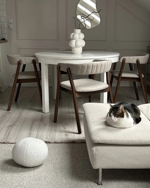 Beliani Krzesło do jadalni MYLO ciemny brąz/beż