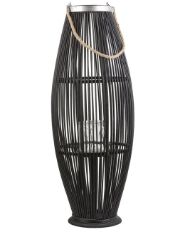 Beliani Lampion drewniany 84 cm czarny TAHITI