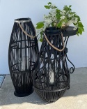 Beliani Lampion drewniany 84 cm czarny TAHITI