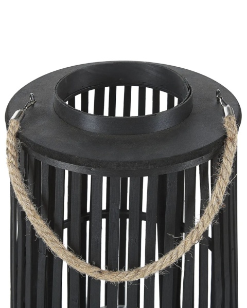 Beliani Lampion ogrodowy LUZON z wierzby 80 cm czarny – dekoracyjna latarnia