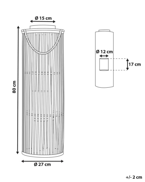 Beliani Lampion ogrodowy LUZON z wierzby 80 cm czarny – dekoracyjna latarnia