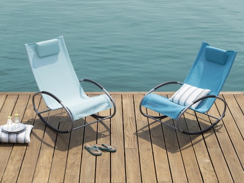 Beliani Leżak bujany CAMPO metalowy jasnoniebieski