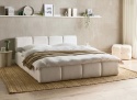Beliani Łóżko tapicerowane ORVILLE EU King Size 160x200 cm Off-White z ramą drewnianą