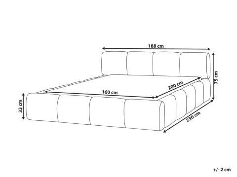 Beliani Łóżko tapicerowane ORVILLE EU King Size 160x200 cm Off-White z ramą drewnianą