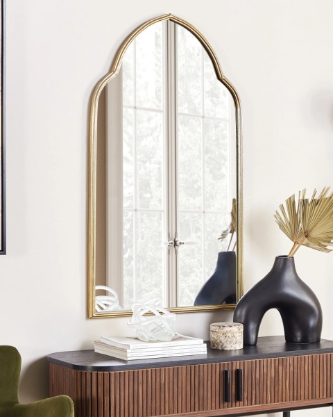 Beliani Lustro ścienne ACONCHI 58x100 cm złote wiszące