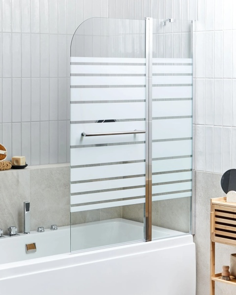 Beliani Parawan nawannowy TUAPI 140 × 100 cm srebrny z hartowanego szkła – 1 sztuka