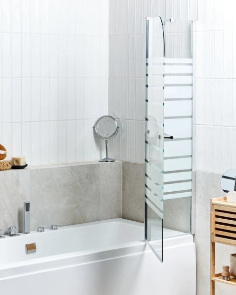 Beliani Parawan nawannowy TUAPI 140 × 100 cm srebrny z hartowanego szkła – 1 sztuka