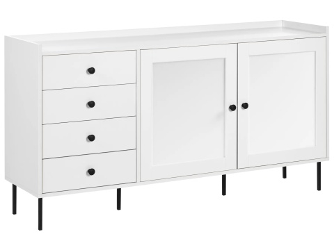 Beliani RTV Szafka 2-drzwiowa ALCOVE biała z szufladami 150 cm