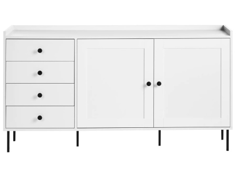 Beliani RTV Szafka 2-drzwiowa ALCOVE biała z szufladami 150 cm Beliani RTV Szafka 2-drzwiowa ALCOVE biała z szufladami 150 cm