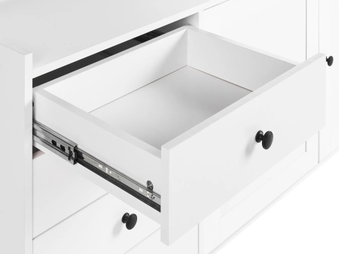 Beliani RTV Szafka 2-drzwiowa ALCOVE biała z szufladami 150 cm Beliani RTV Szafka 2-drzwiowa ALCOVE biała z szufladami 150 cm