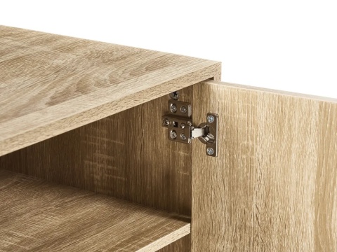 Beliani Szafka RTV ROYALLA 180 cm jasnobrązowa z półkami i drzwiami