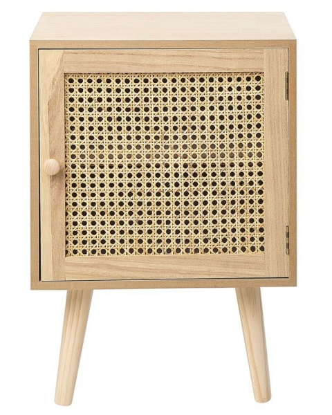 Beliani Szafka nocna ALMO z rattanowym frontem – jasne drewno, 38x30x56 cm Beliani Szafka nocna ALMO z rattanowym frontem – jasne drewno, 38x30x56 cm