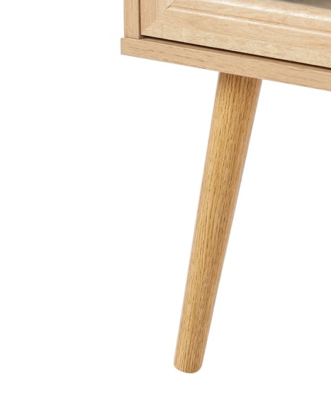 Beliani Szafka trzydrzwiowa ALBANY ze szklaną gablotą 150 cm jasne drewno