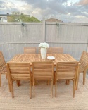 Beliani Zestaw 4 krzeseł ogrodowych z drewna akacjowego OMBRIANO jasnobrązowe