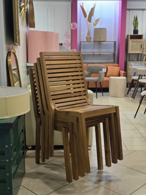 Beliani Zestaw 4 krzeseł ogrodowych z drewna akacjowego OMBRIANO jasnobrązowe