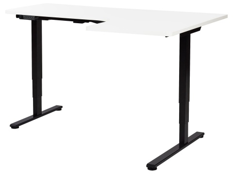 Elektryczne Biurko Narożne z Regulacją Wysokości ENGINEER, 160x109 cm, Lewostronne, Biało-Czarne Elektryczne Biurko Narożne z Regulacją Wysokości ENGINEER, 160x109 cm, Lewostronne, Biało-Czarne