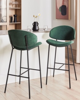Hoker Barowy Beliani KIANA, Ciemnozielona Tkanina, Nowoczesny Design