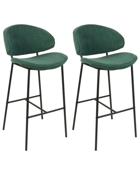 Hoker Barowy Beliani KIANA, Ciemnozielona Tkanina, Nowoczesny Design