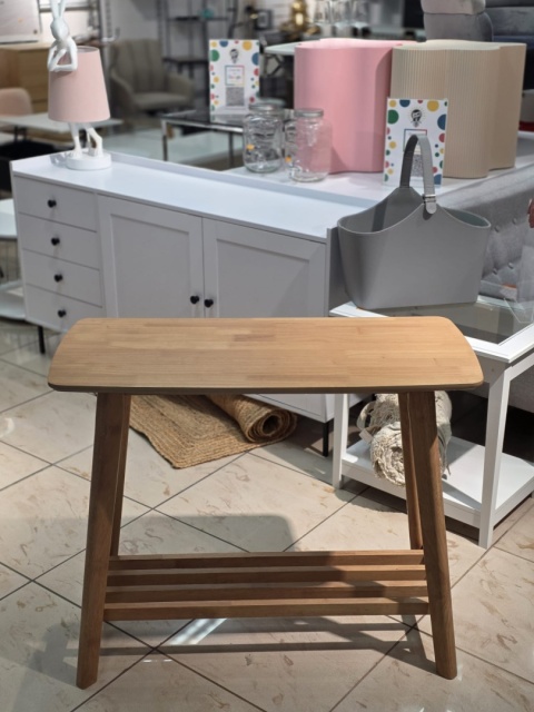 Konsola TULARE Stolik Przyścienny z Półką Jasny Brąz MDF i Drewno Kauczukowe