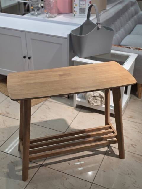 Konsola TULARE Stolik Przyścienny z Półką Jasny Brąz MDF i Drewno Kauczukowe