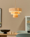 Lampa Wisząca Sufitowa Beliani CHAMBO Papierowa 45 cm Naturalna Styl Japandi