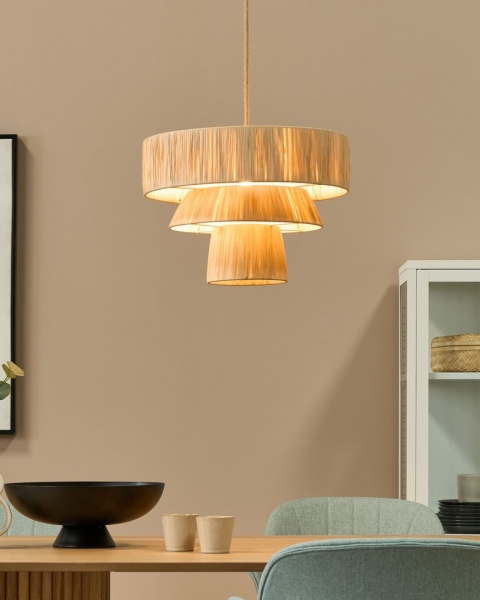 Lampa Wisząca Sufitowa Beliani CHAMBO Papierowa 45 cm Naturalna Styl Japandi Lampa Wisząca Sufitowa Beliani CHAMBO Papierowa 45 cm Naturalna Styl Japandi