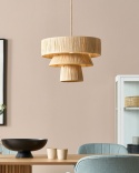 Lampa Wisząca Sufitowa Beliani CHAMBO Papierowa 45 cm Naturalna Styl Japandi