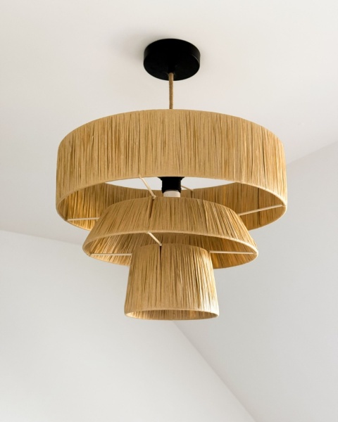 Lampa Wisząca Sufitowa Beliani CHAMBO Papierowa 45 cm Naturalna Styl Japandi Lampa Wisząca Sufitowa Beliani CHAMBO Papierowa 45 cm Naturalna Styl Japandi