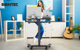 Mobilne Biurko Regulowane BONTEC (72-112 cm) – Praca Siedząco-Stojąca, Czarne