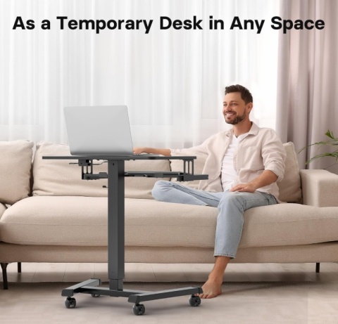 Mobilne Biurko Regulowane BONTEC (72-112 cm) – Praca Siedząco-Stojąca, Czarne